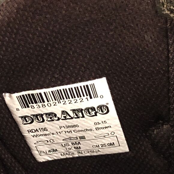 Durango Crush Distressed 11" Heart Concho Women's Size 8M Western Boots RD4155 - Picture 11 of 14